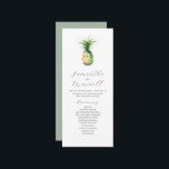 Tea Length Wedding Program Template Pineapple<br><div class="desc">This tea length wedding program template feature a unique watercolor pineapple. Use the template fields to add your order of service. The card reverses to a solid sage green color. A tropical choice for destination beach weddings. To see more wedding themes like this visit www.zazzle.com/dotellabelle Unique art and design by...</div>
