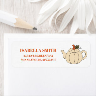 Tea Lover Fall Pumpkin Tea Pot Return Address Label