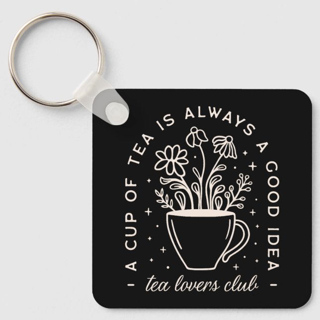 Tea lover funny quotes keychain (Front)