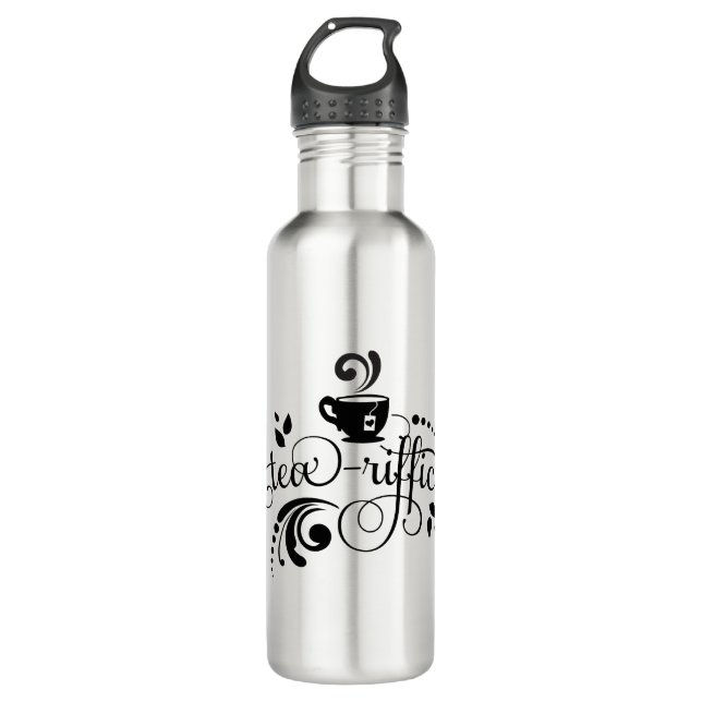 Tea Lover, Gift for Tea Drinker, Tea riffic Stainless Steel Water Bottle (Front)