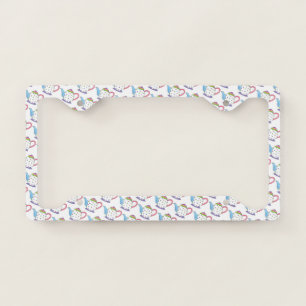 Tea Lover Polka Dot Pastel Teapot Tea Pot Print License Plate Frame