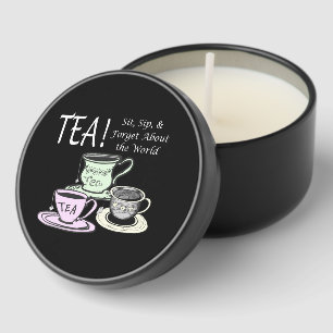 Tea Lover Positivity Quote - Sit Sip Forget Mini Candle Favors