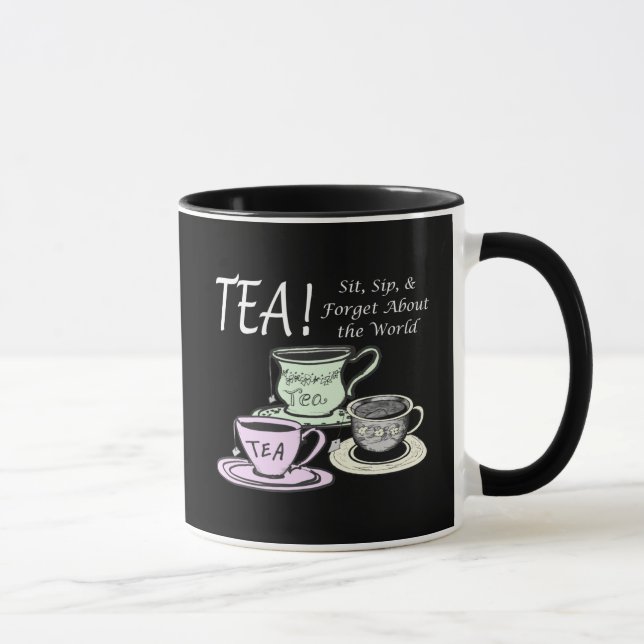 Tea Lover Positivity Quote - Sit Sip Forget Mug (Right)