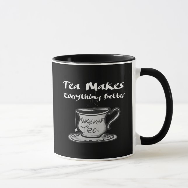 Tea Lover Quote - Tea Makes Everything Better Mug (Right)