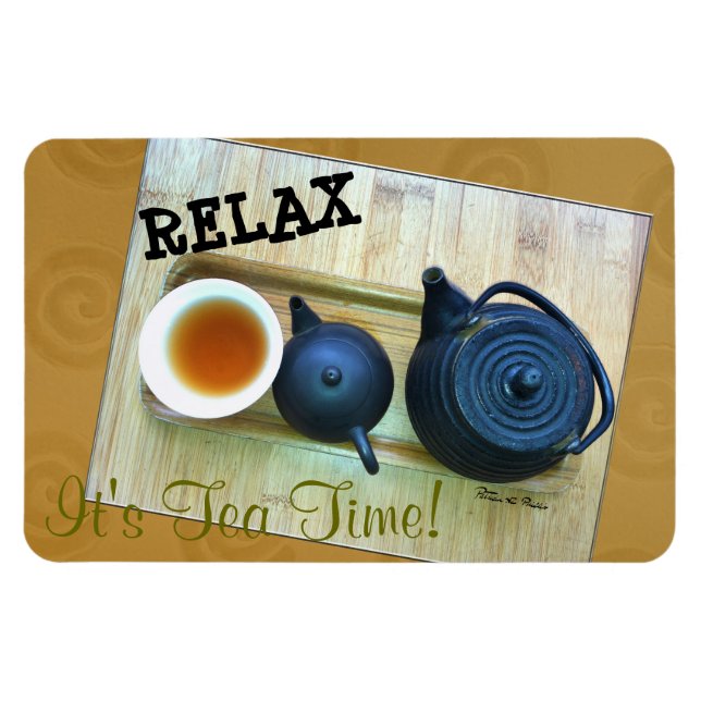Tea Lover Setting Photograph Overhead View Custom Magnet (Horizontal)
