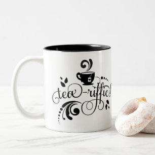 Tea Lover, Tea Drinker, Tea Mug, Black Typography Two-Tone Coffee Mug