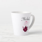 Tea Lovers Retirement with Dark Red Teapot Latte Mug (Right Angle)