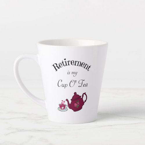 Tea Lovers Retirement with Dark Red Teapot Latte Mug
