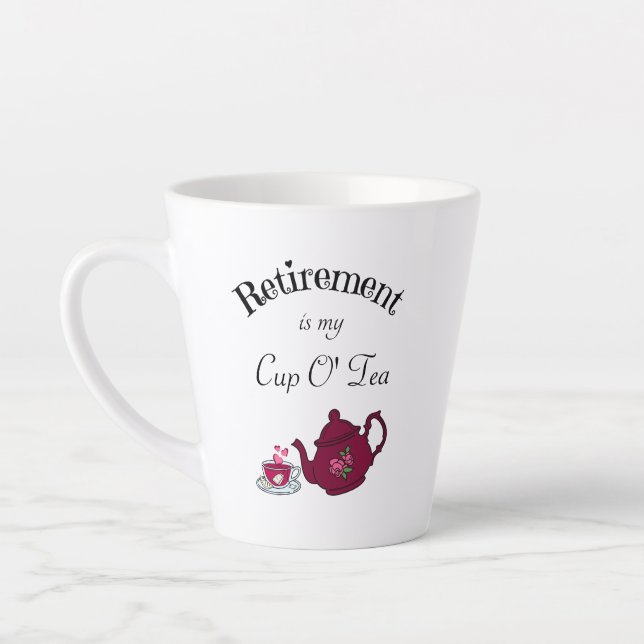 Tea Lovers Retirement with Dark Red Teapot Latte Mug (Left)