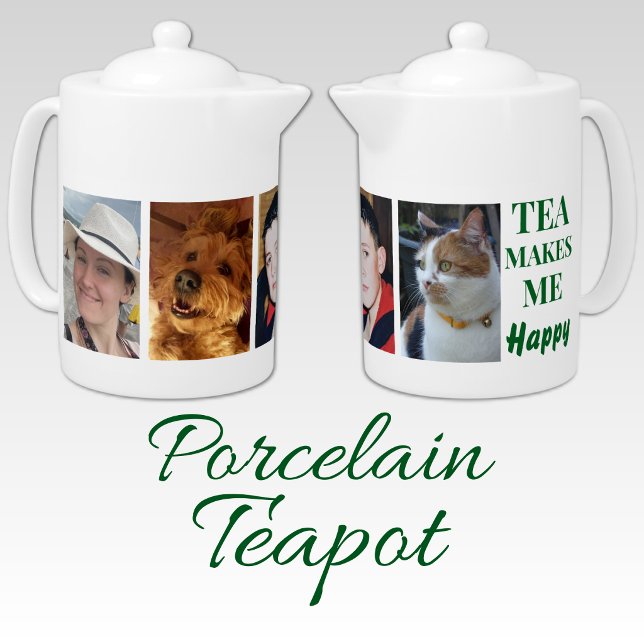 Tea makes me happy 4 photo white green teapot (Creator Uploaded)