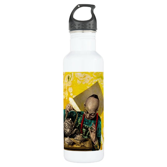 Tea Man by Michael Moffa Stainless Steel Water Bottle (Front)