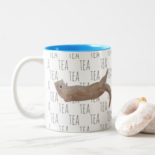 Tea Marine Mammal Watercolor Sea Otter Two_Tone Coffee Mug