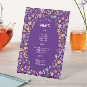 Tea Menu Cute Colorful CUSTOM Pedestal Sign