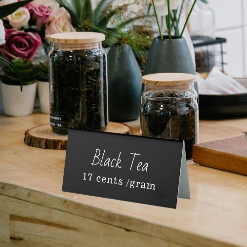 Tea Name  Price Table Tent Sign