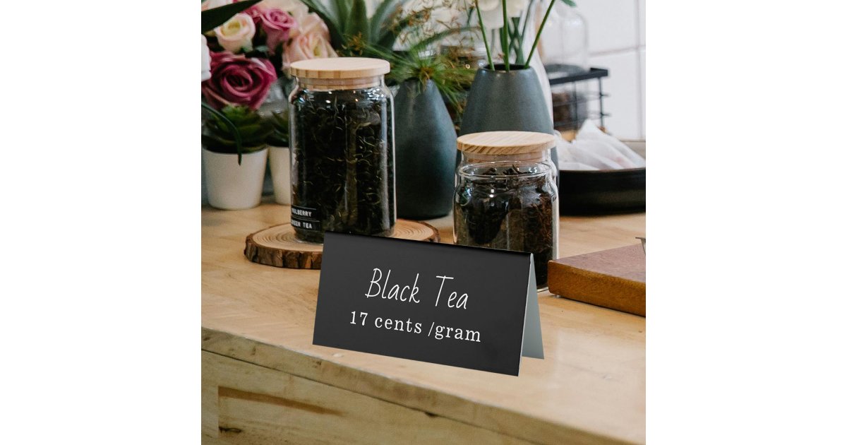 Tea Name & Price Table Tent Sign | Zazzle