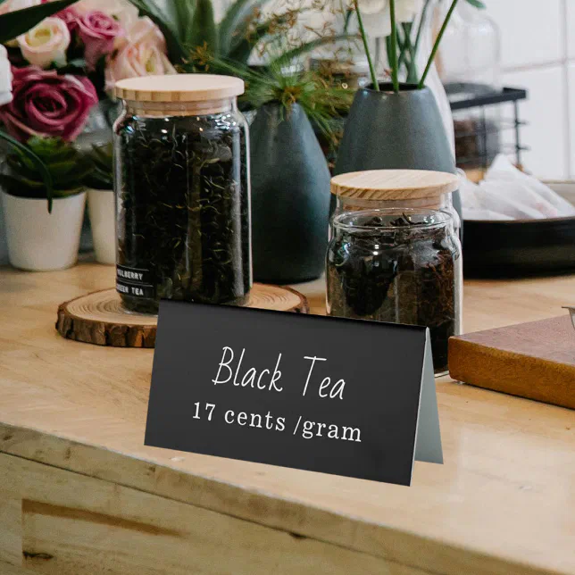 Tea Name & Price Table Tent Sign | Zazzle