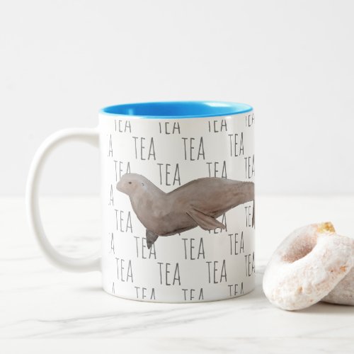 Tea Ocean Animal Watercolor Sea Lion Two_Tone Coffee Mug