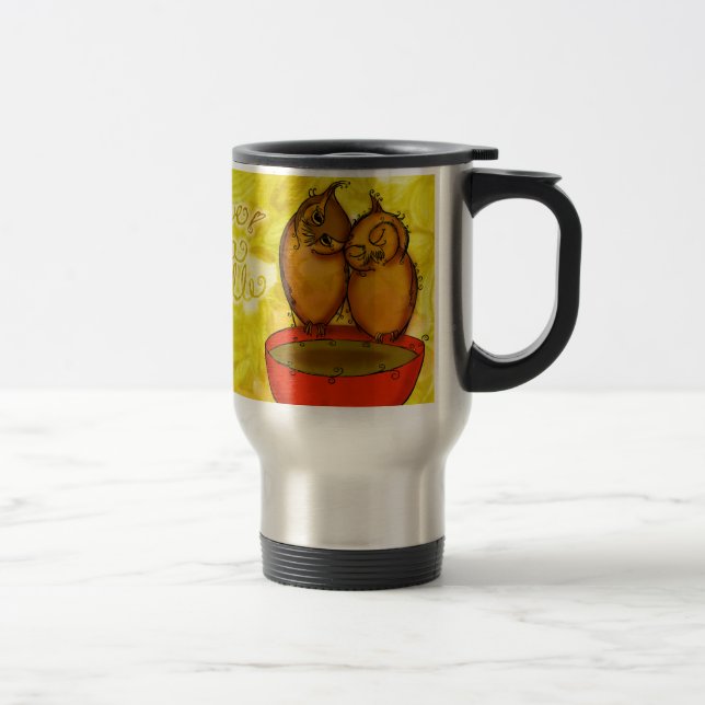 Tea Owl Cuddles Travel Mug (Right)