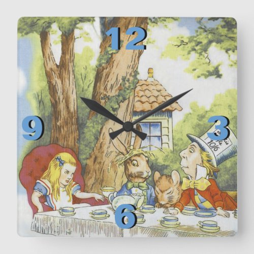 Tea Party 1 Square Wall Clock