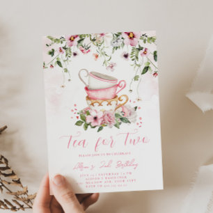 Tea Party 2nd Birthday Invitation