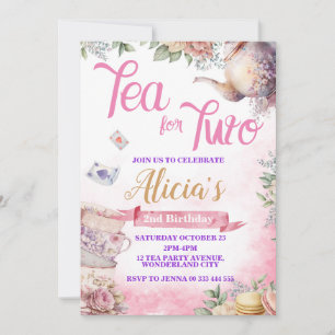 Tea Party 2nd Birthday, Tea Time Party Invitation