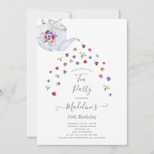 Tea Party 50th Birthday Party Invitation