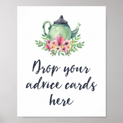 Tea Party Advice Cards Baby Bridal Shower Poster