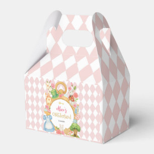 Tea Party Alice in Onederland Pink Girl Birthday Favor Boxes