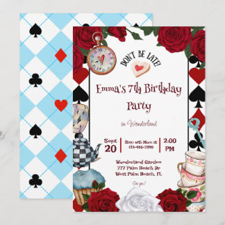 Tea Party Alice in Wonderland Birthday Party Invitation