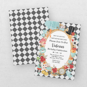 Tea Party Alice In Wonderland Girls Birthday Invitation