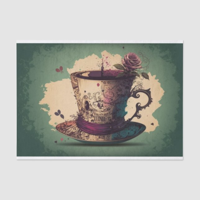 Tea Party Alice in wonderland mad hatter Tissue Paper (Front)