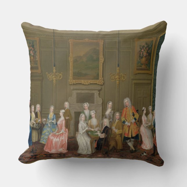Tea Party at Lord Harrington's House, St. James's Throw Pillow (Front)