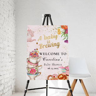 tea party Baby is Brewing baby shower welcome Foam Board