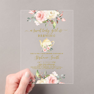 Tea Party Baby Shower Acrylic Invitation