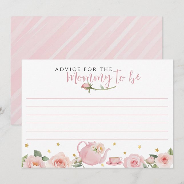 Tea Party Baby Shower Advice for the Mommy-to-Be  Note Card (Front/Back)
