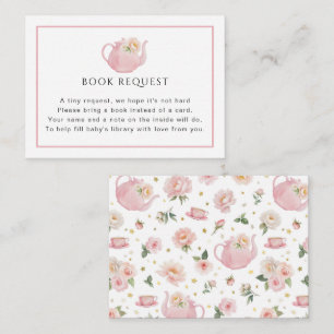 Tea Party Baby Shower Book Request Card