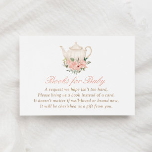 Tea Party Baby Shower Books for Baby Enclosure Card