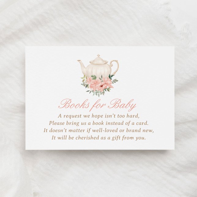 Tea Party Baby Shower Books for Baby Enclosure Card (Creator Uploaded)