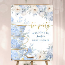 Tea Party Baby Shower Boy Blue Welcome