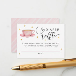 Tea Party Baby Shower Diaper Raffle Card