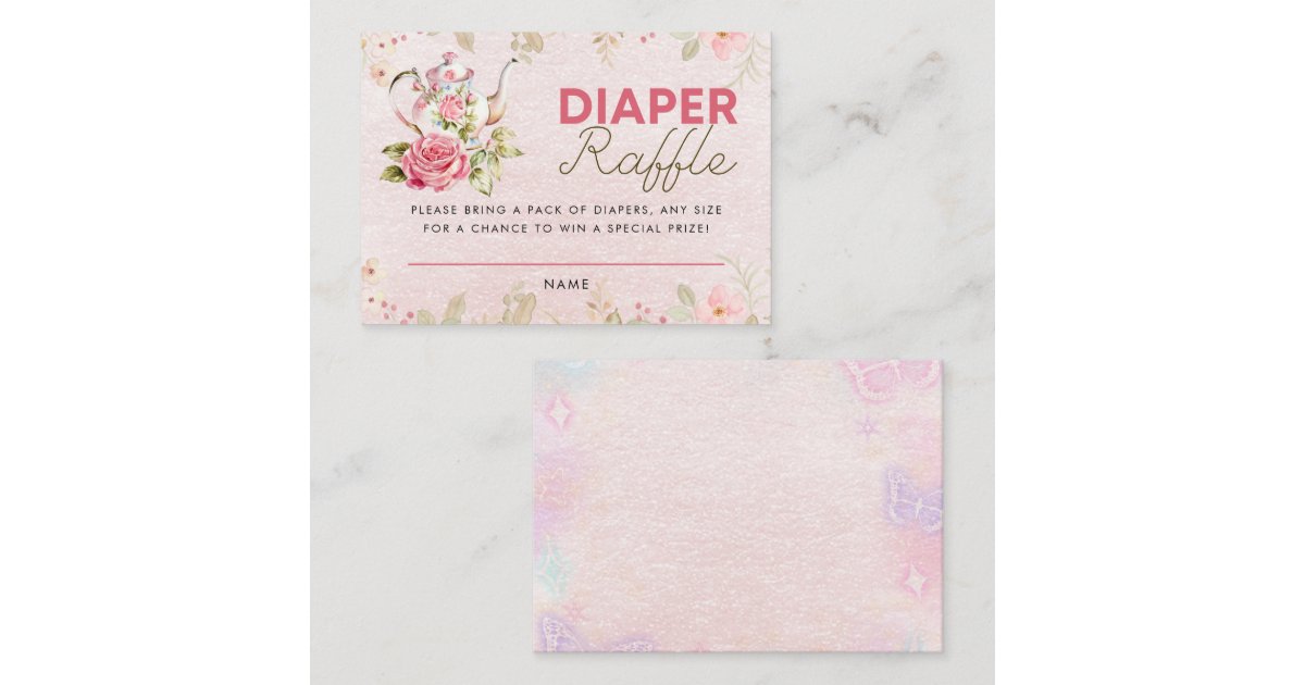 Tea Party Baby Shower Diaper Raffle Enclosure Card | Zazzle