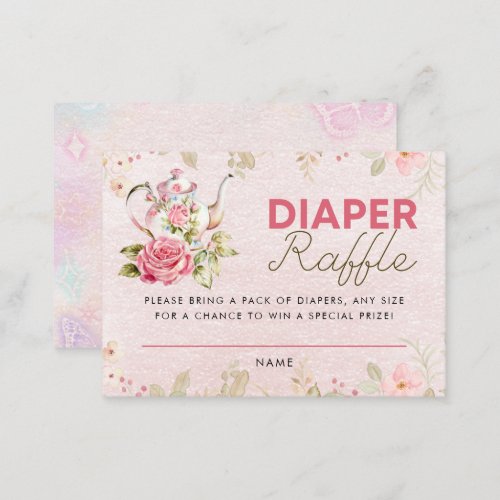 Tea Party Baby Shower Diaper Raffle Enclosure Card