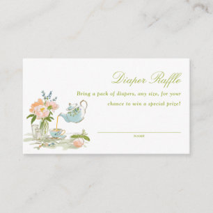 Tea Party Baby Shower Diaper Raffle  Enclosure Card