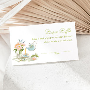 Tea Party Baby Shower Diaper Raffle Enclosure Card