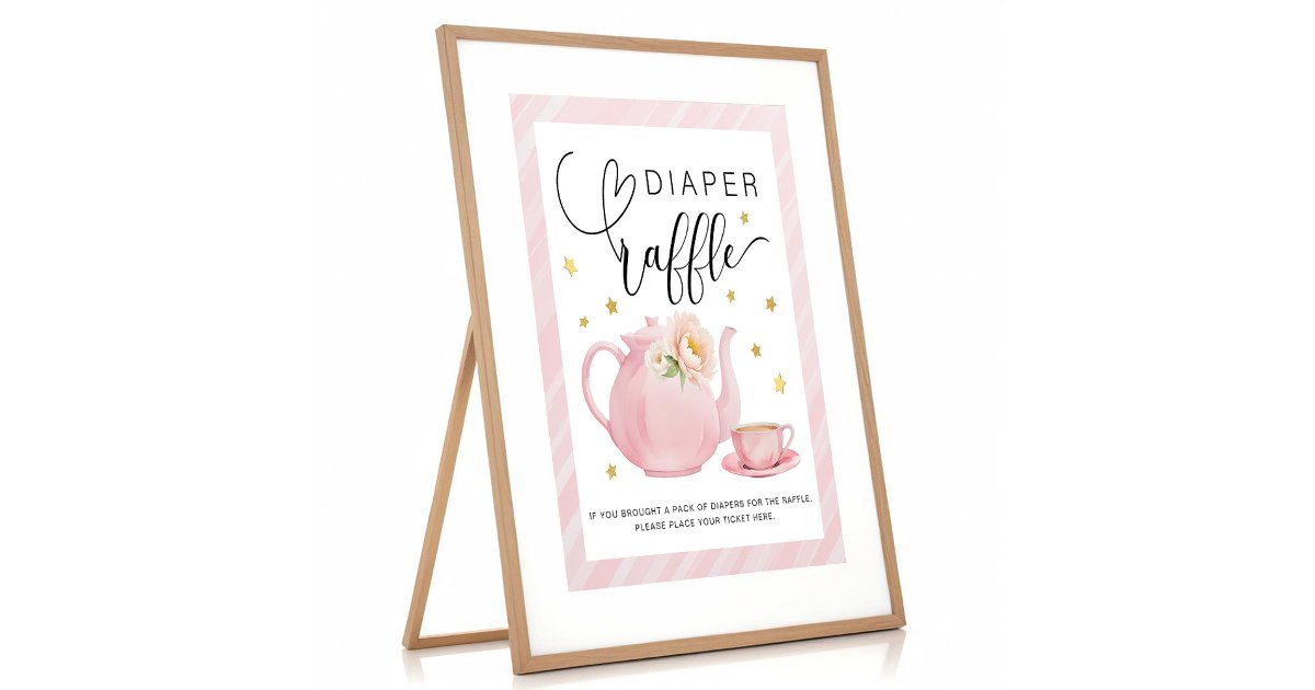 Tea Party Baby Shower Diaper Raffle Sign | Zazzle