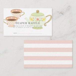 Tea Party Baby Shower Diaper Raffle Ticket Enclosure Card