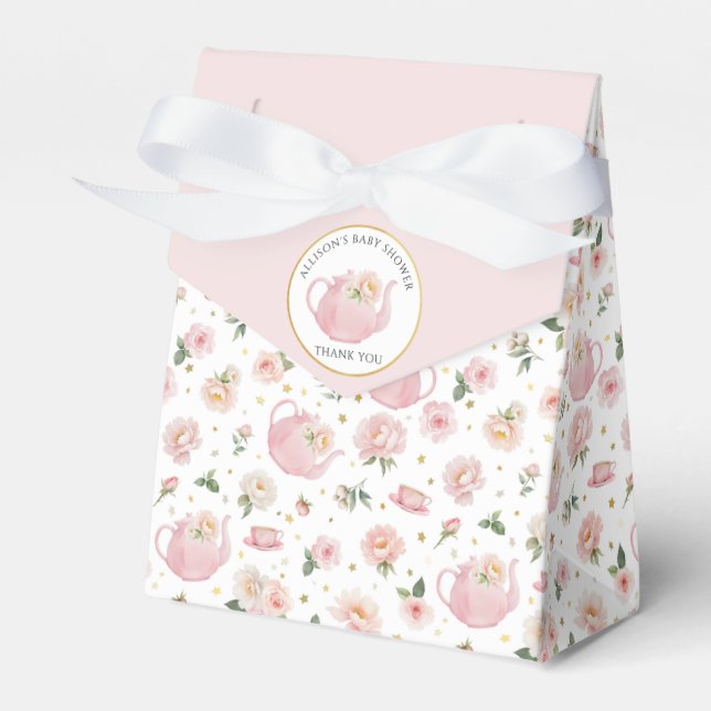 Tea Party Baby Shower Favor Gift Box (Front Side)