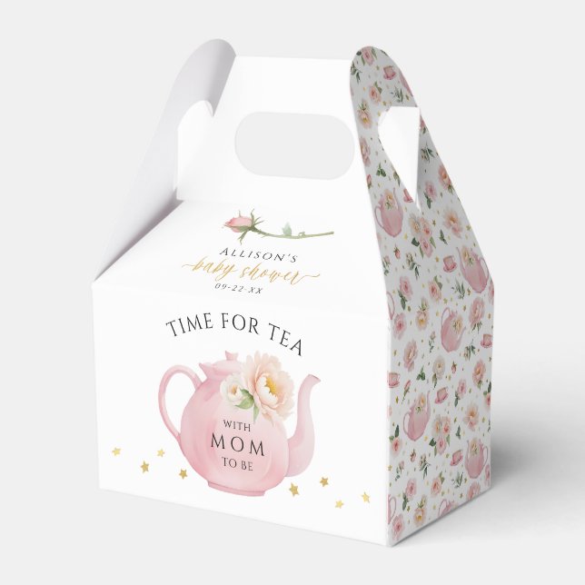 Tea Party Baby Shower Floral Favor Boxes (Back Side)