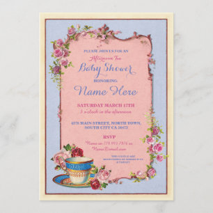 Tea Party Baby Shower Garden Teacup Invitation