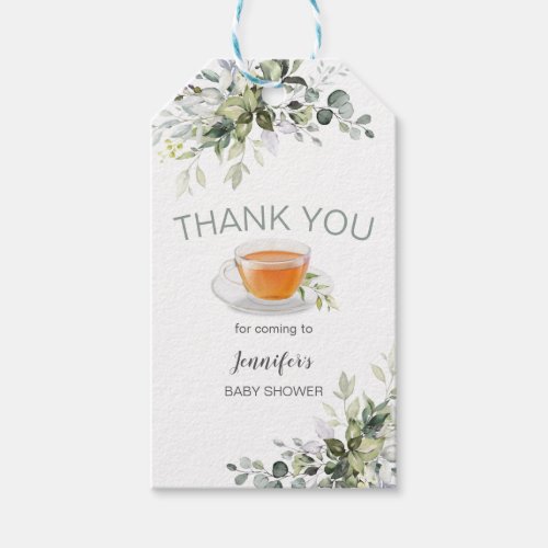 Tea party baby shower gift tags